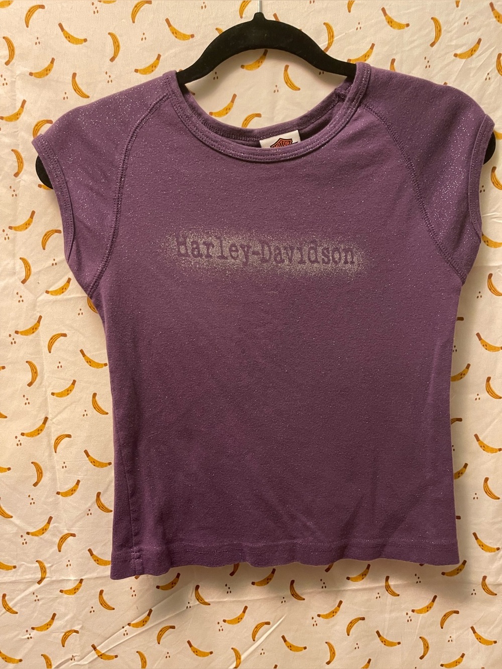Sparkly Purple Harley Davidson Motorcycles Baby Tee Vegas '